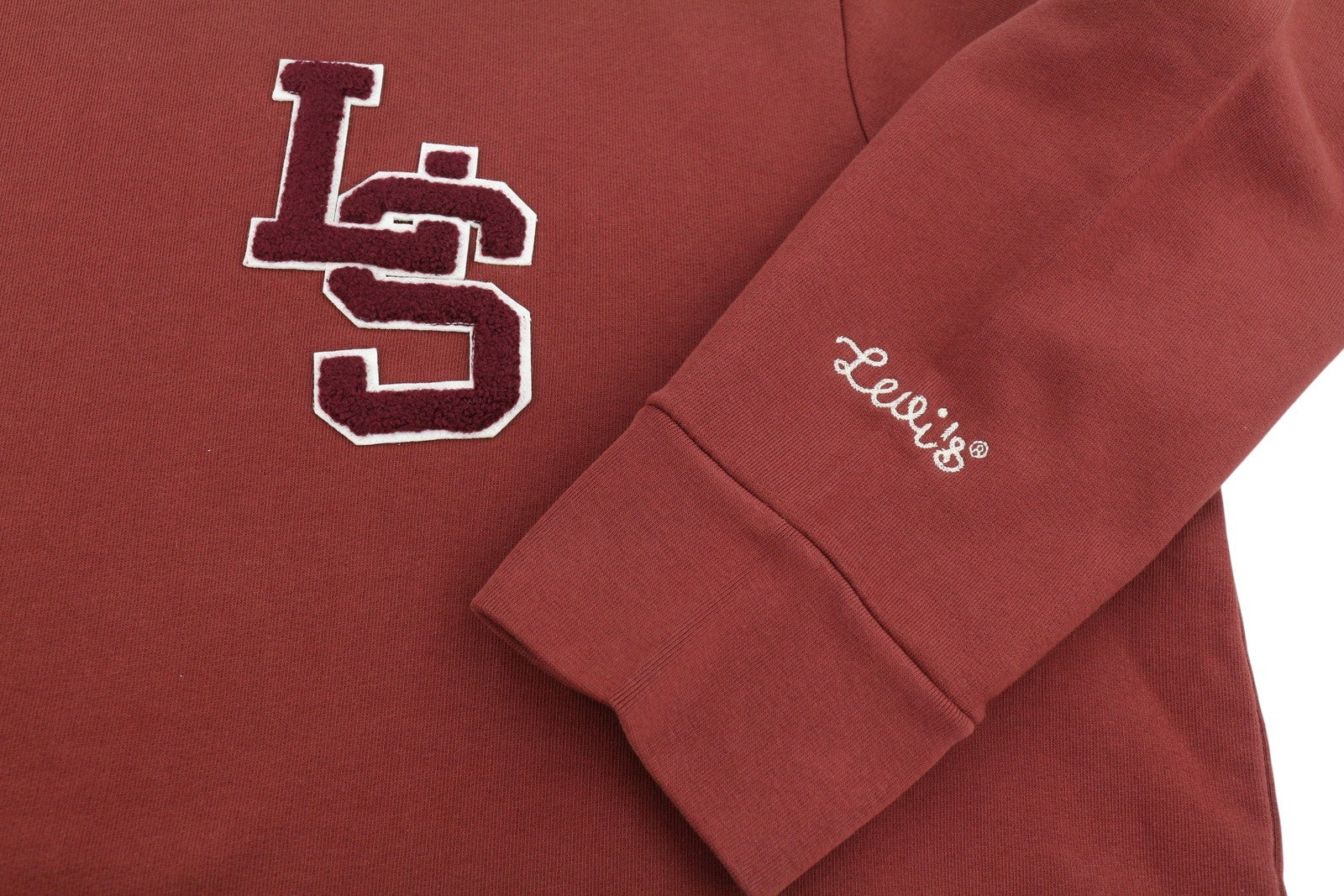 LEVI'S Standard Fit Men Sweatshirt 2XL Red Crew Neck Front Logo Cotton Pullover