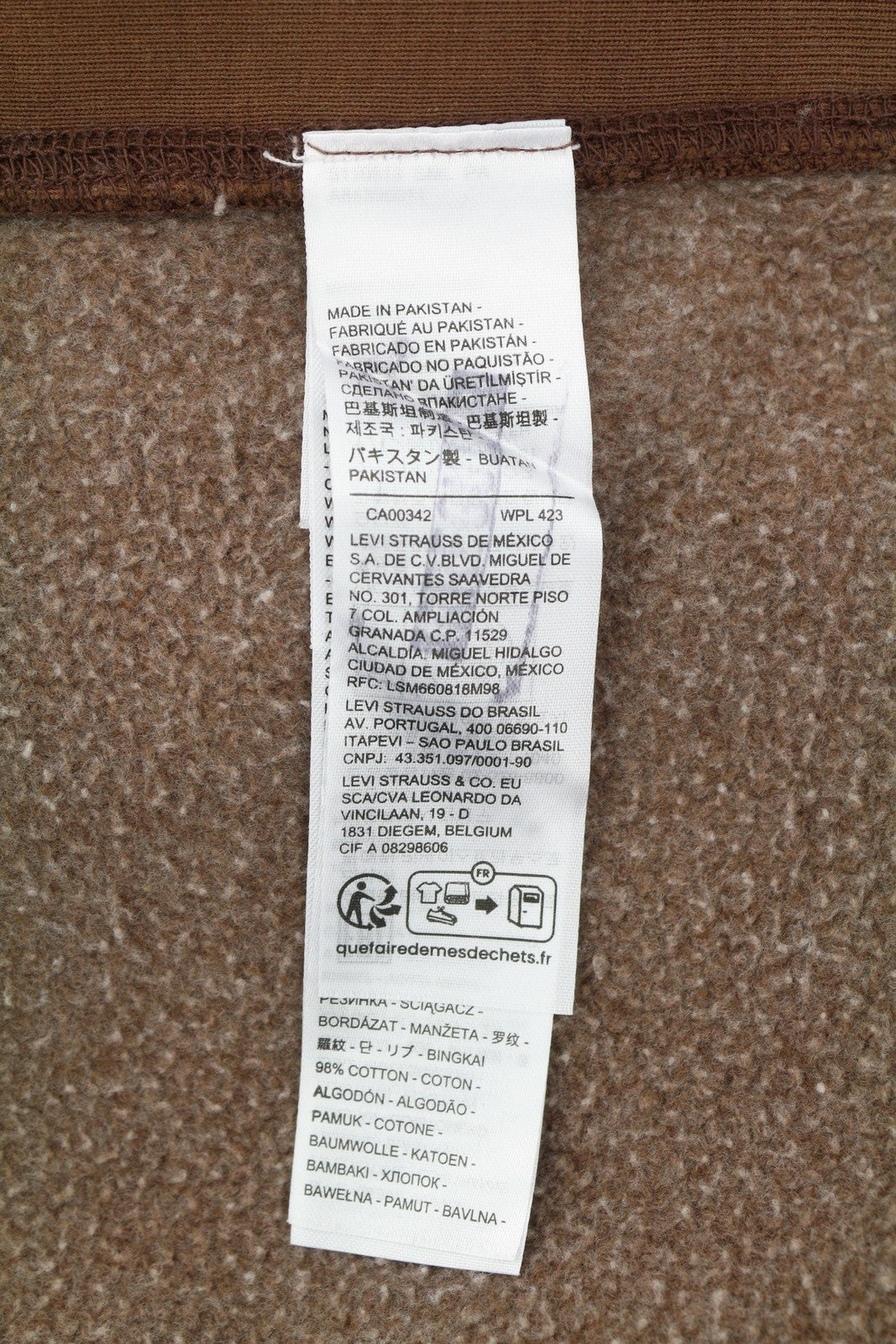 LEVI'S Relaxed Fit Men Hoodie XL Brown Kangaroo Pocket Red Tab Logo Pullover