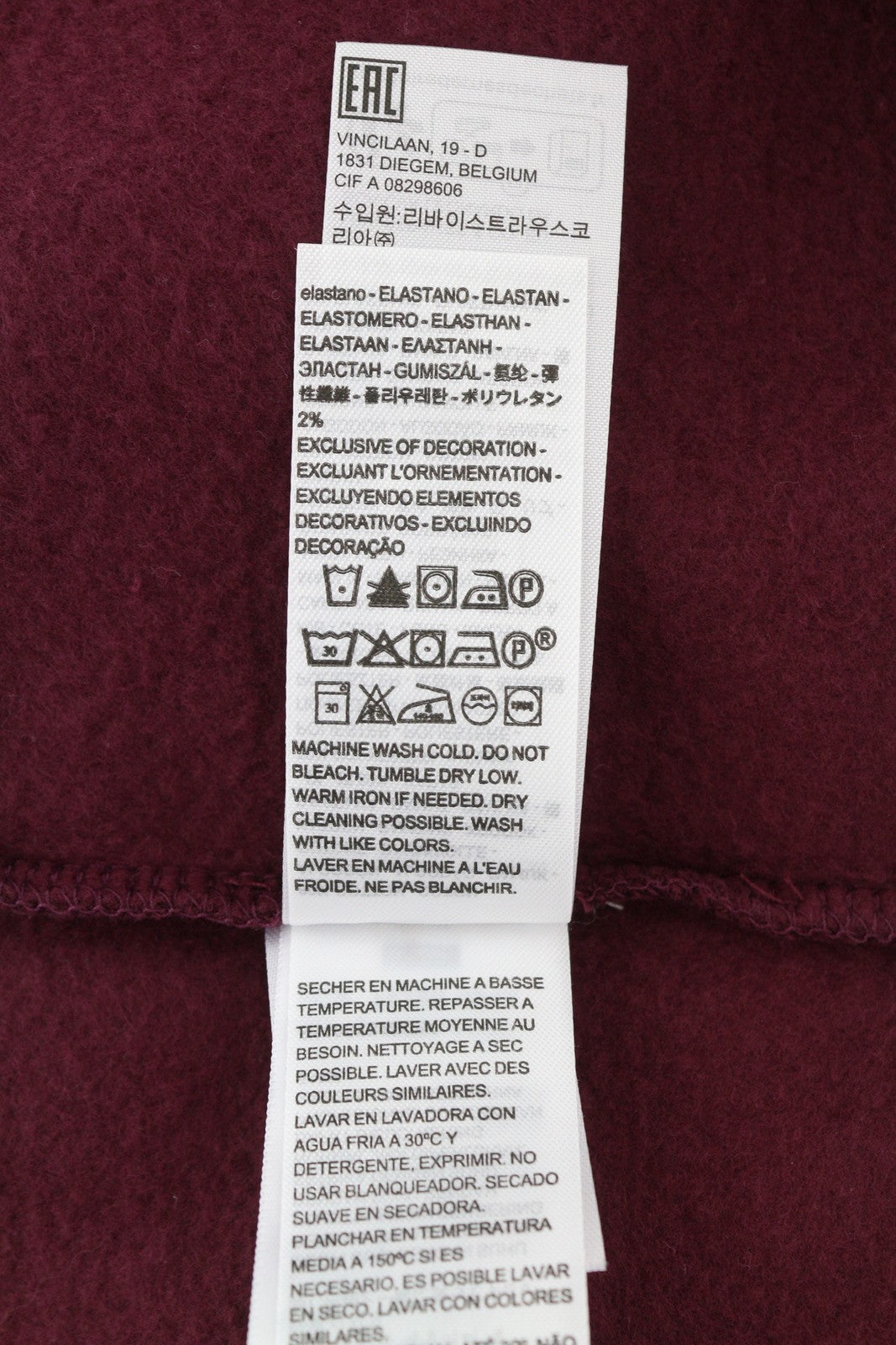 LEVI'S Standard Fit Men Hoodie XL Burgundy Full Zip Pockets Patch Logo Hooded