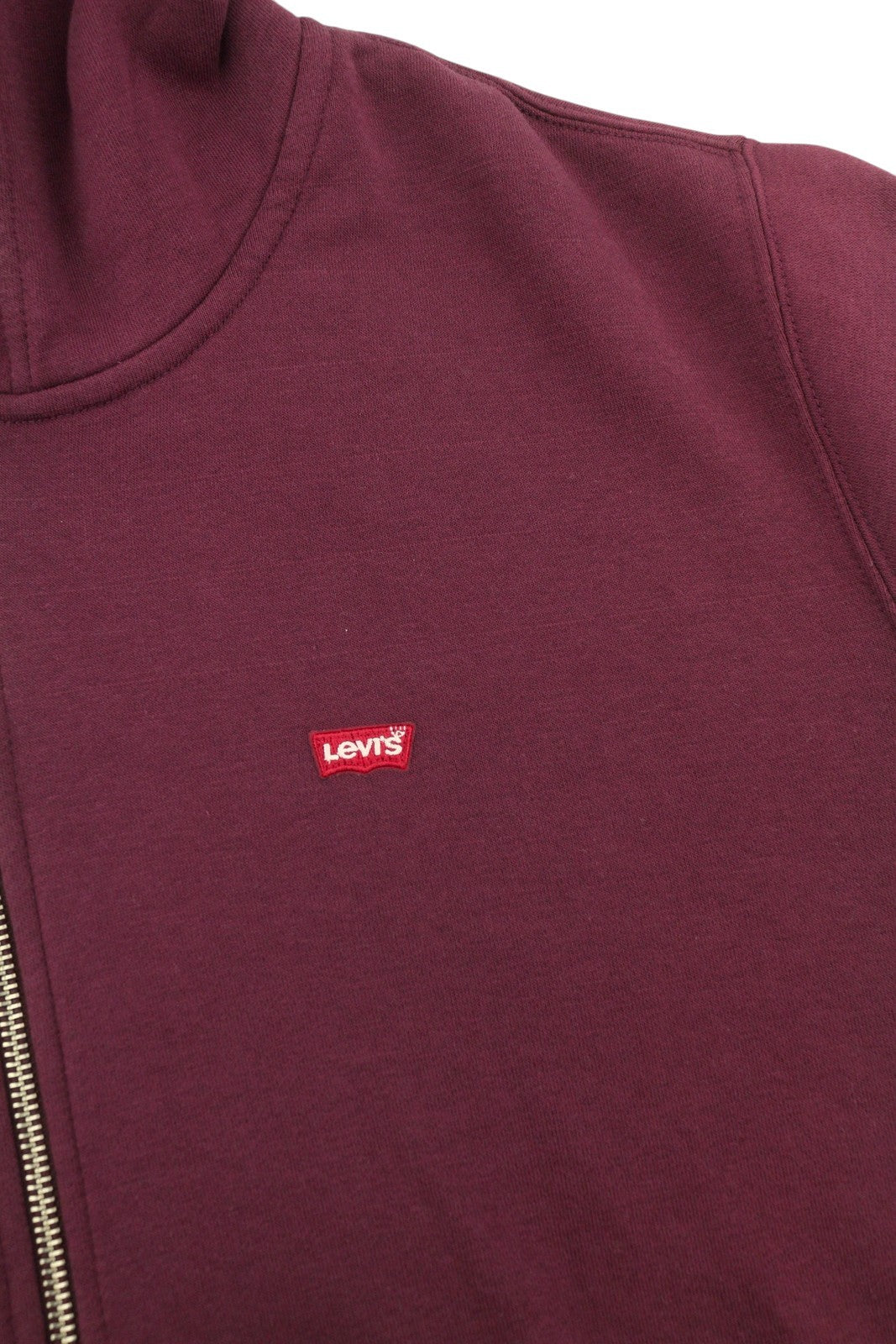 LEVI'S Standard Fit Men Hoodie XL Burgundy Full Zip Pockets Patch Logo Hooded