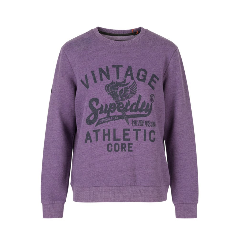 SUPERDRY College Scripted Graphic Crew Men Sweatshirt M Purple Melange Pullover