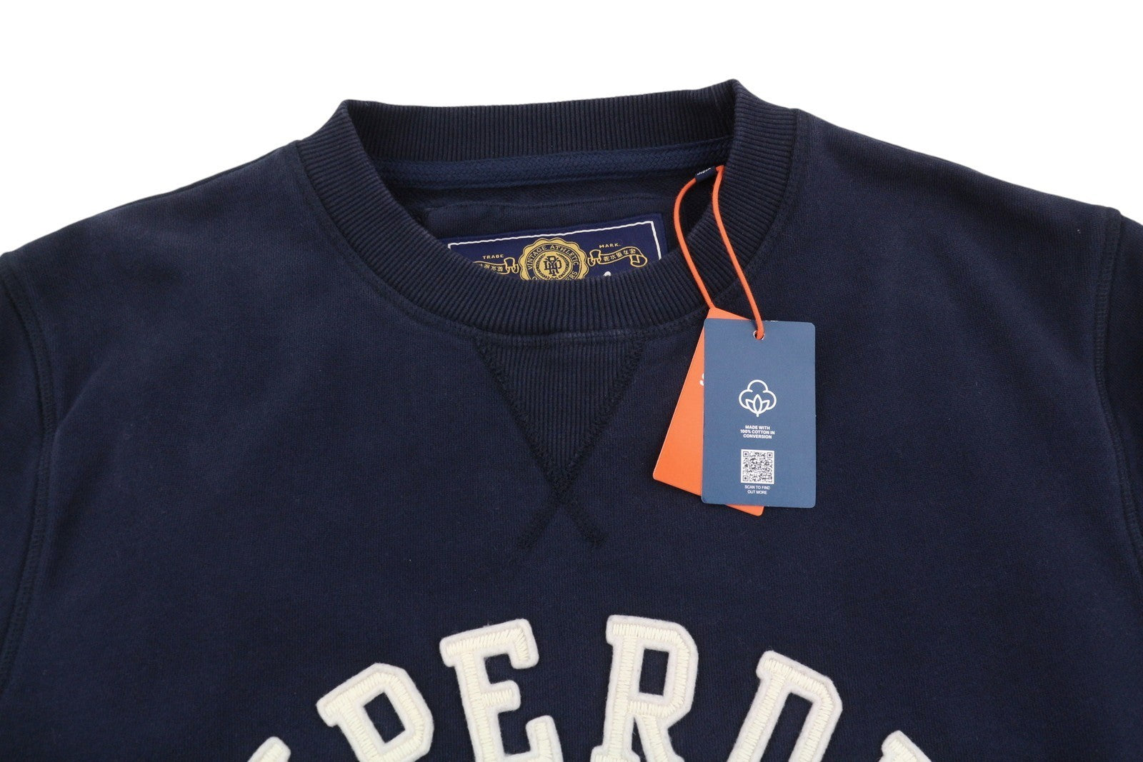 SUPERDRY Vintage Athletic Crew Men Sweatshirt M Dark Blue Front Logo Pullover