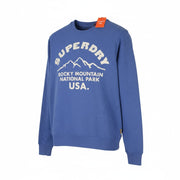 SUPERDRY Lo-Fi Outdoors Graphic Crew Men Sweatshirt M Blue Melange Pullover