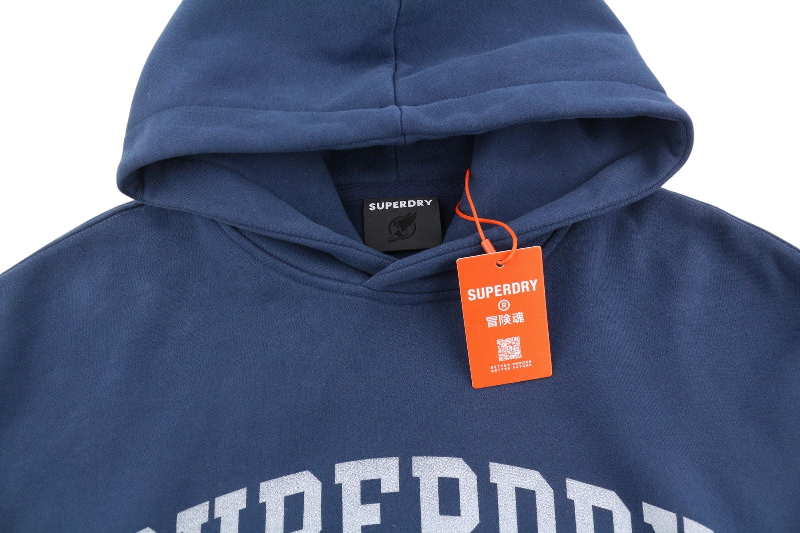 SUPERDRY Vintage Ath Oversized Hood Men Hoodie M Dark Blue Logo Cotton Pullover