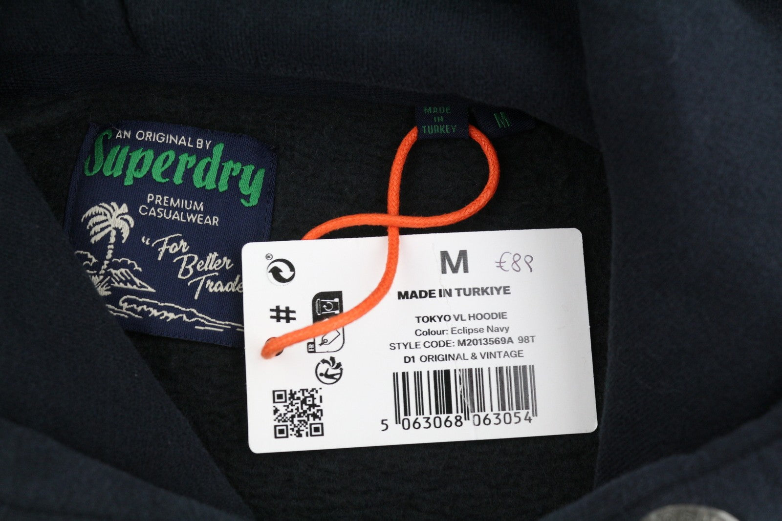 SUPERDRY Tokyo VL Men Hoodie M Black Patterned Logo Kangaroo Pocket Pullover