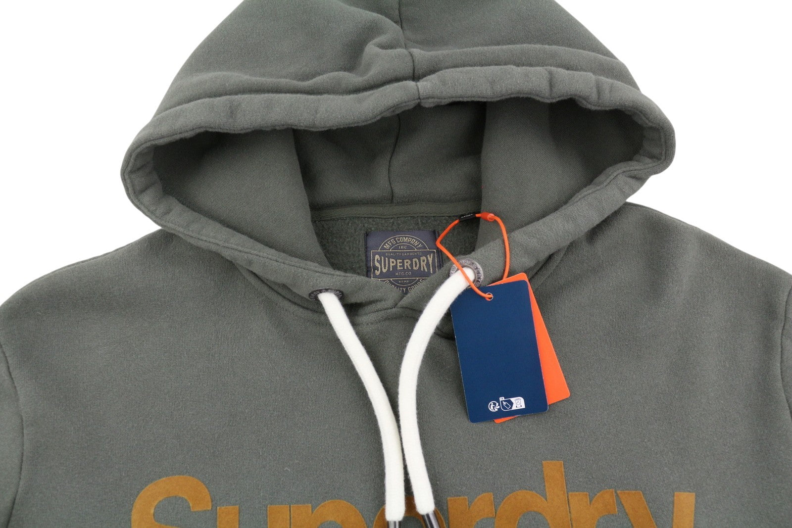 SUPERDRY Classic Core Logo Men Hoodie M Dark Khaki Kangaroo Pocket Pullover