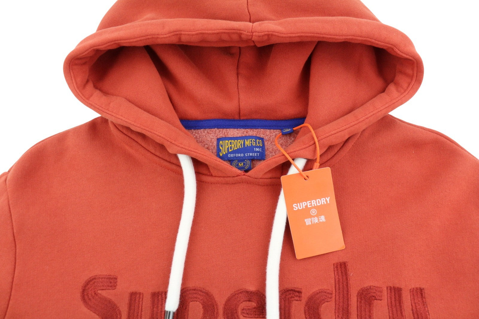 SUPERDRY Terrain Logo Overdyed Men Hoodie M Red Kangaroo Pocket Logo Pullover