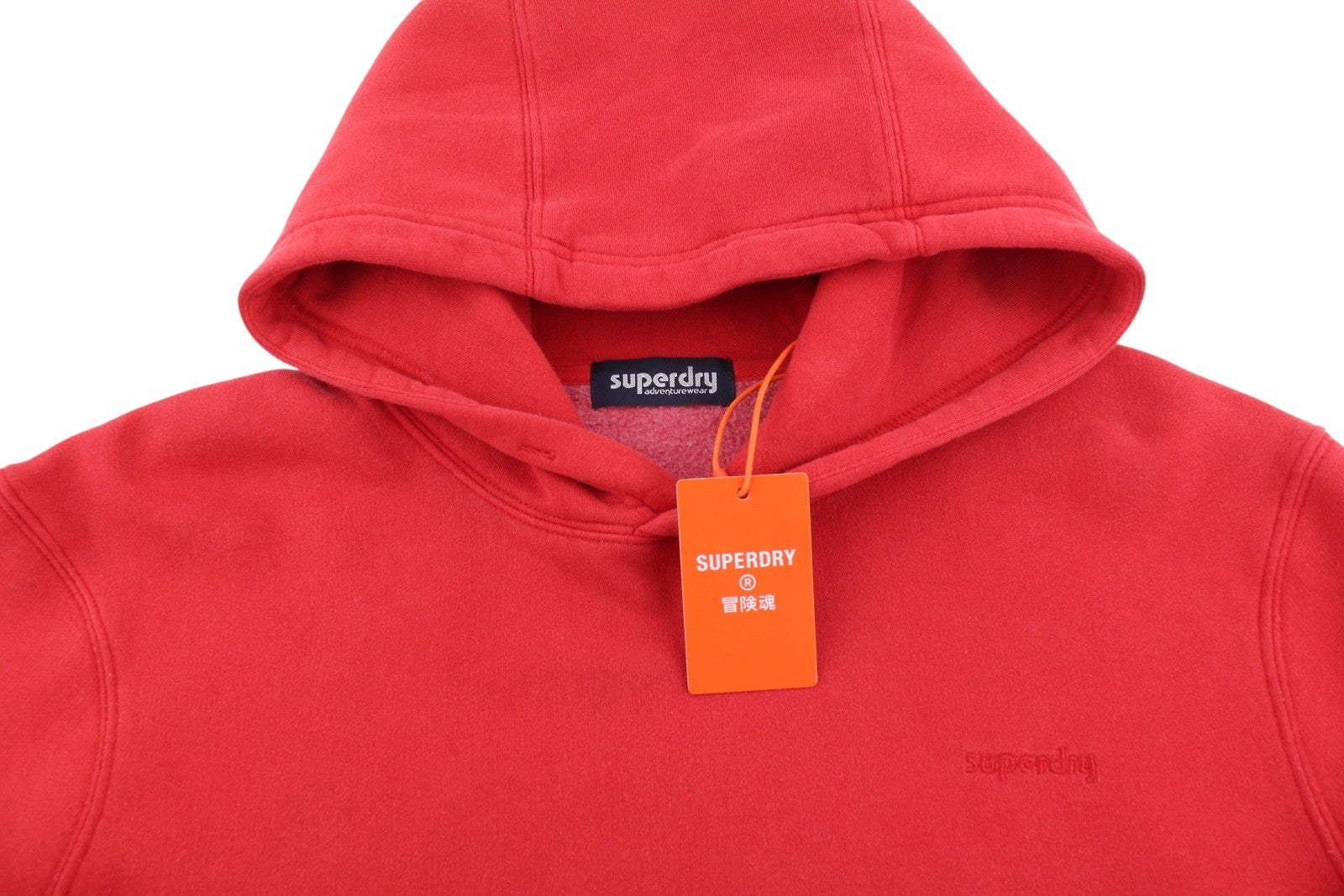 SUPERDRY Vintage Washed Men Hoodie M Red Kangaroo Pocket Front Logo Pullover