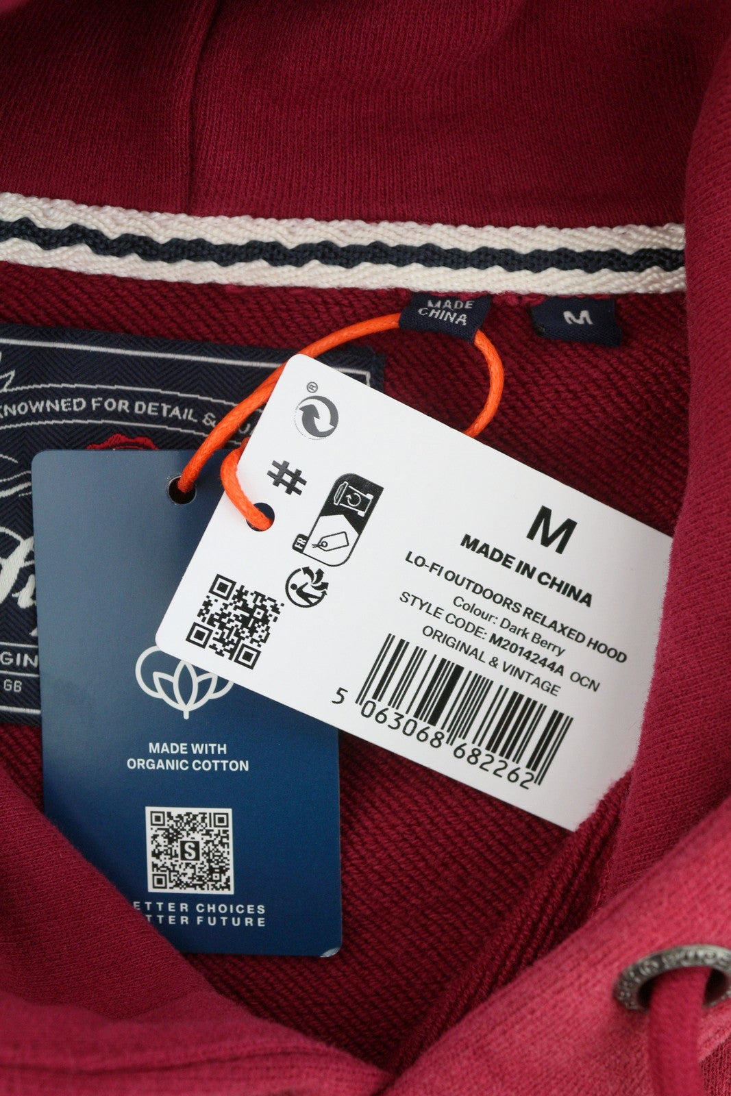 SUPERDRY Lo-Fi Outdoors Relaxed Hood Men Hoodie M Red Faded Kangaroo Pullover