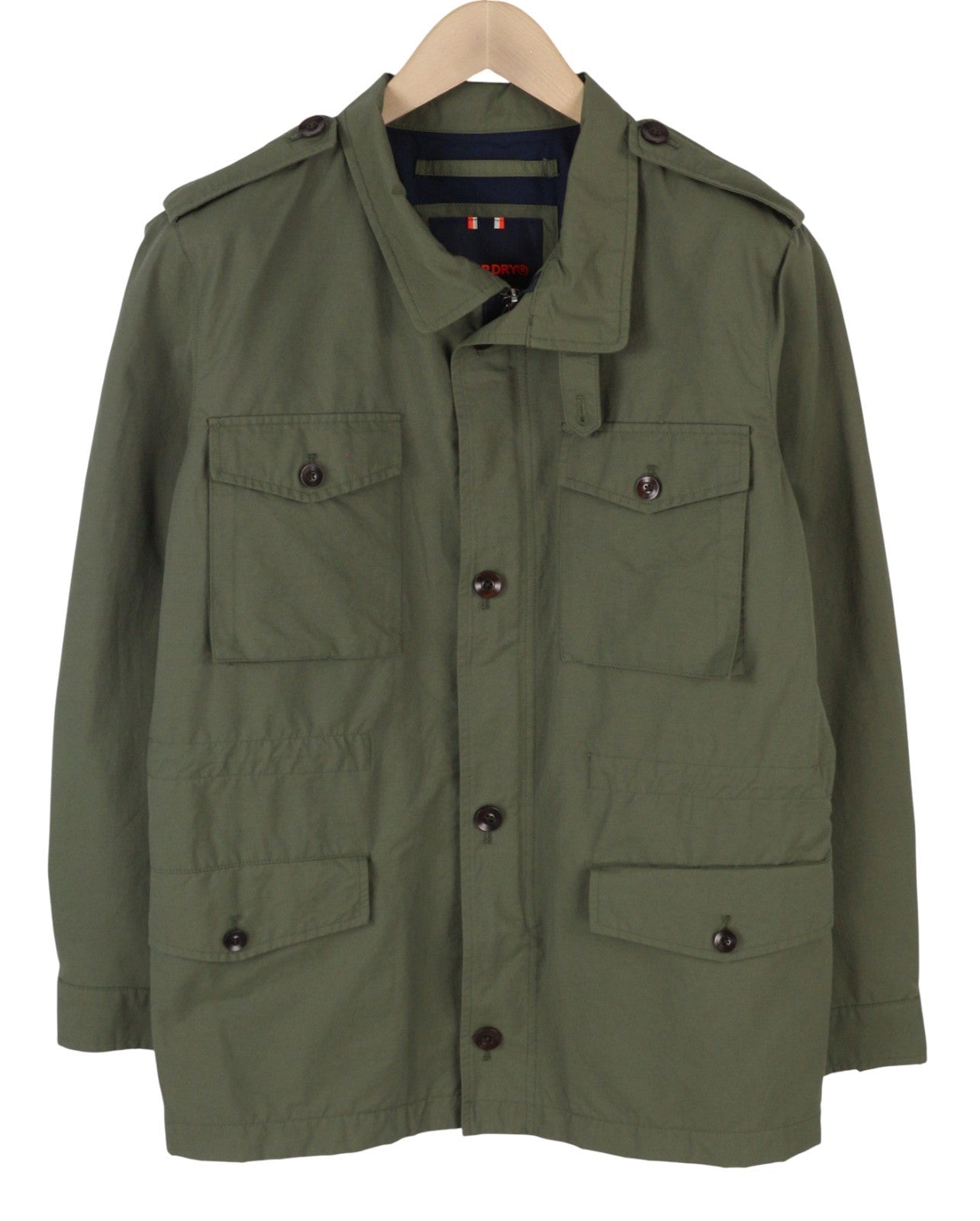 SUPERDRY Essential Technical Field Men Jacket M Green Half Lined Lightweight