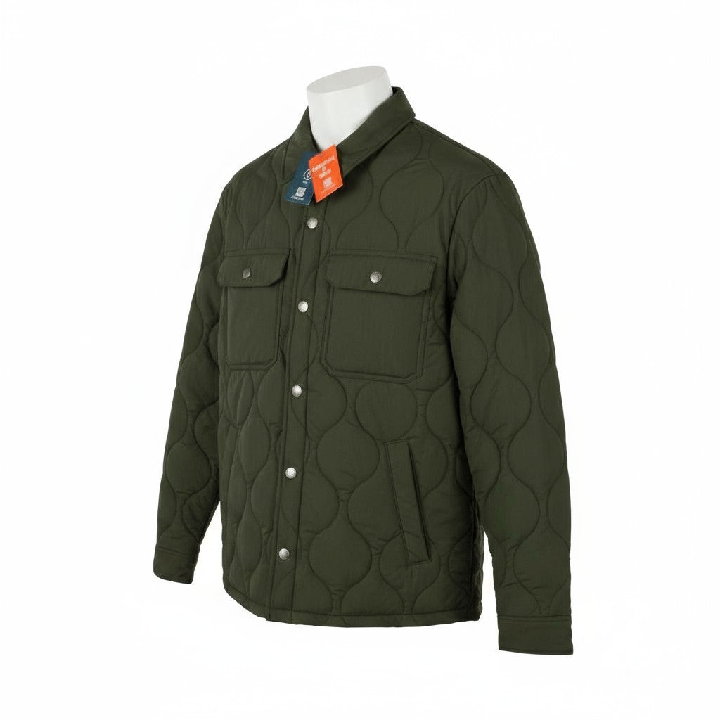 SUPERDRY Surplus Liner Overshirt Men Jacket M Green Quilted Padded Snap Button