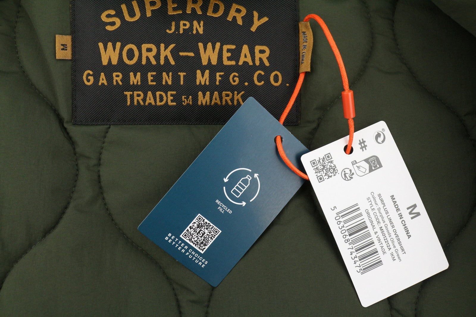 SUPERDRY Surplus Liner Overshirt Men Jacket M Green Quilted Padded Snap Button