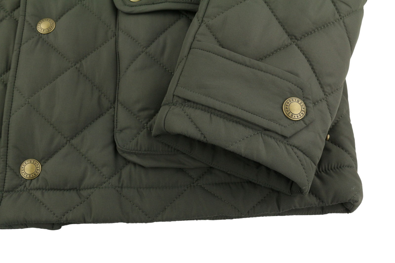 SUPERDRY Quilted Estate Coach Men Jacket M Green Corduroy Collar Lightweight