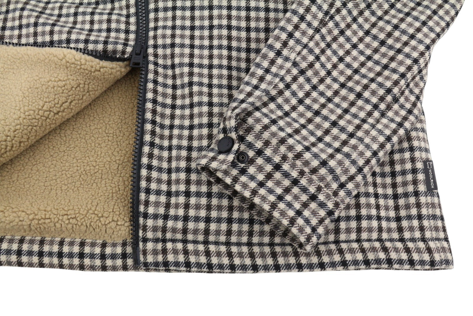 WOOLRICH Sherpa Timber Check Overshirt Men Jacket L Brown Wool Blend RRP515