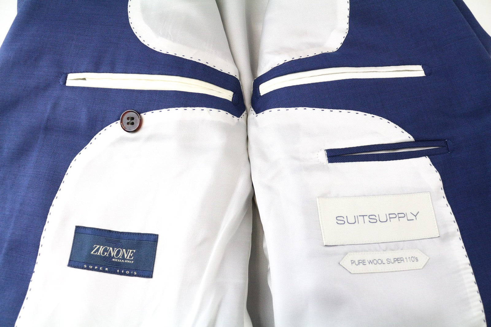 SUITSUPPLY Napoli Men Blazer UK36R Blue Wool Single-Breasted Notch Lapel