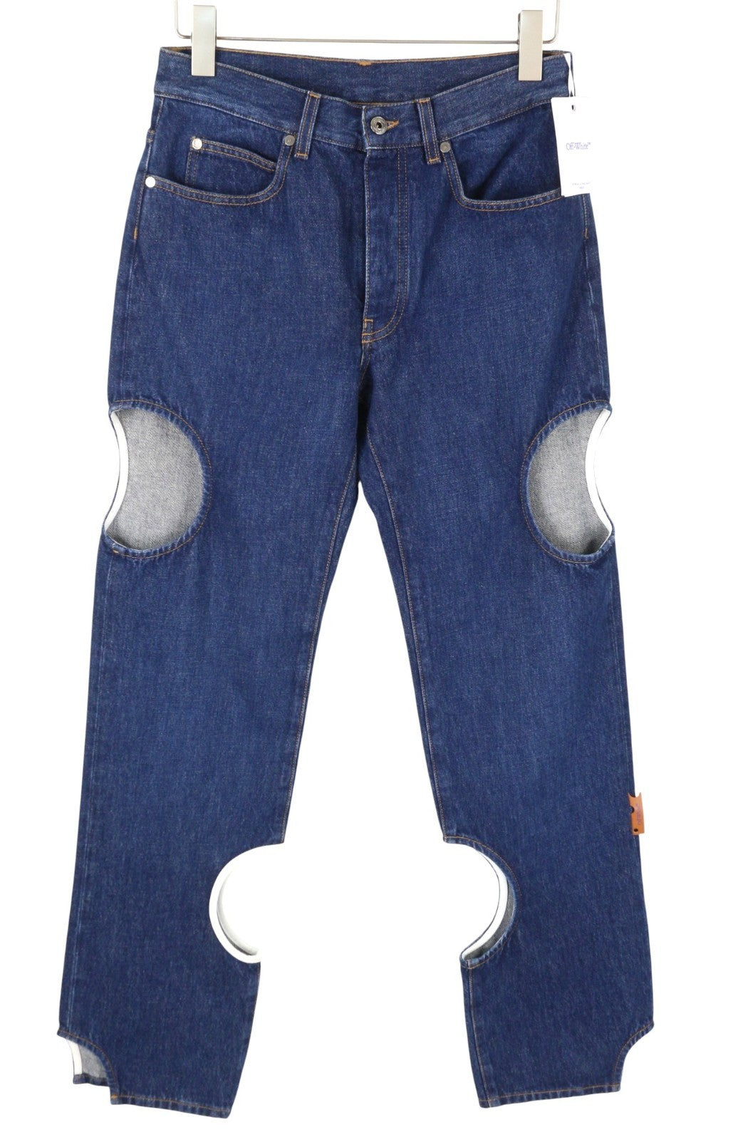 OFF-WHITE c/o VIRGIL ABLOH Meteor Denim Women Jeans W28 Blue Cut-Out F25 RRP765