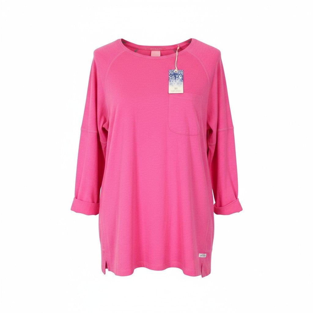 SCOTCH & SODA Ams Blauw Men's Pink 3/4 Sleeve Pocket Tee Bright Cotton