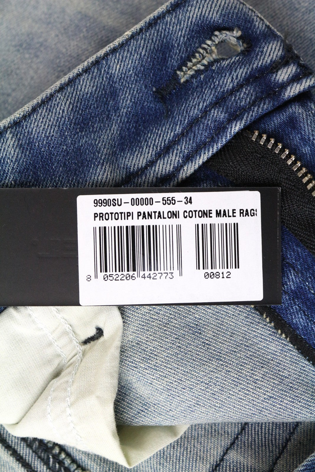 DIESEL Thommer 087AX vyriški W34 Slim džinsai su 5 kišenėmis, dirbtinio kirpimo, mėlyni. 