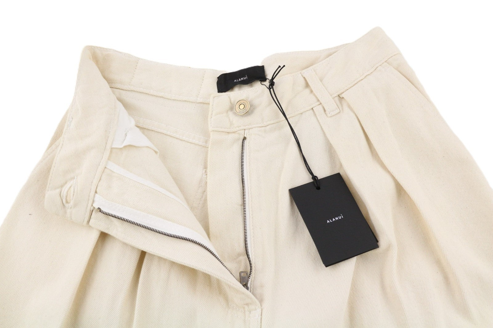 ALANUI Bright Hues Women's W27 Brown Wide Fit Cotton Jeans Dark Hem Detail