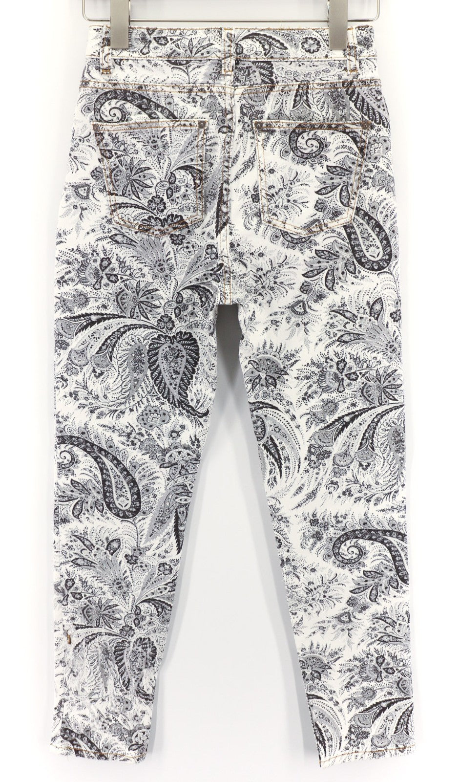 ETRO Women's W26 White Paisley Slim Stretch Cotton Printed Jeans