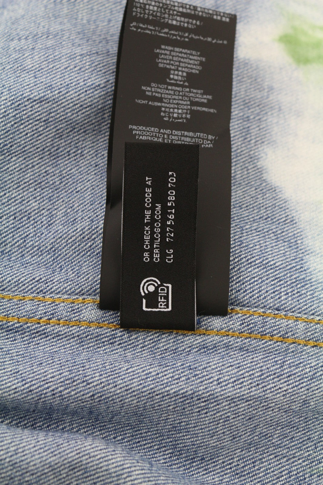 ALANUI Magic Journey Women's L Wrap Skirt Blue Green Tie-Dye Cotton Denim