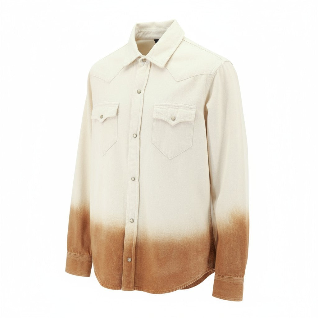 ALANUI Bright Hues Men's S Brown Cotton Overshirt Unisex Denim Style