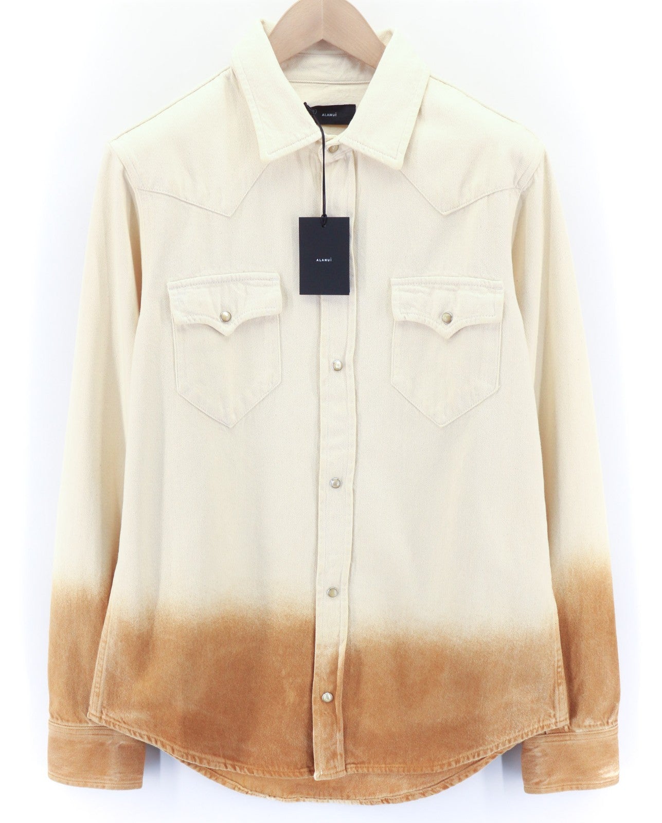 ALANUI Bright Hues Men's S Brown Cotton Overshirt Unisex Denim Style