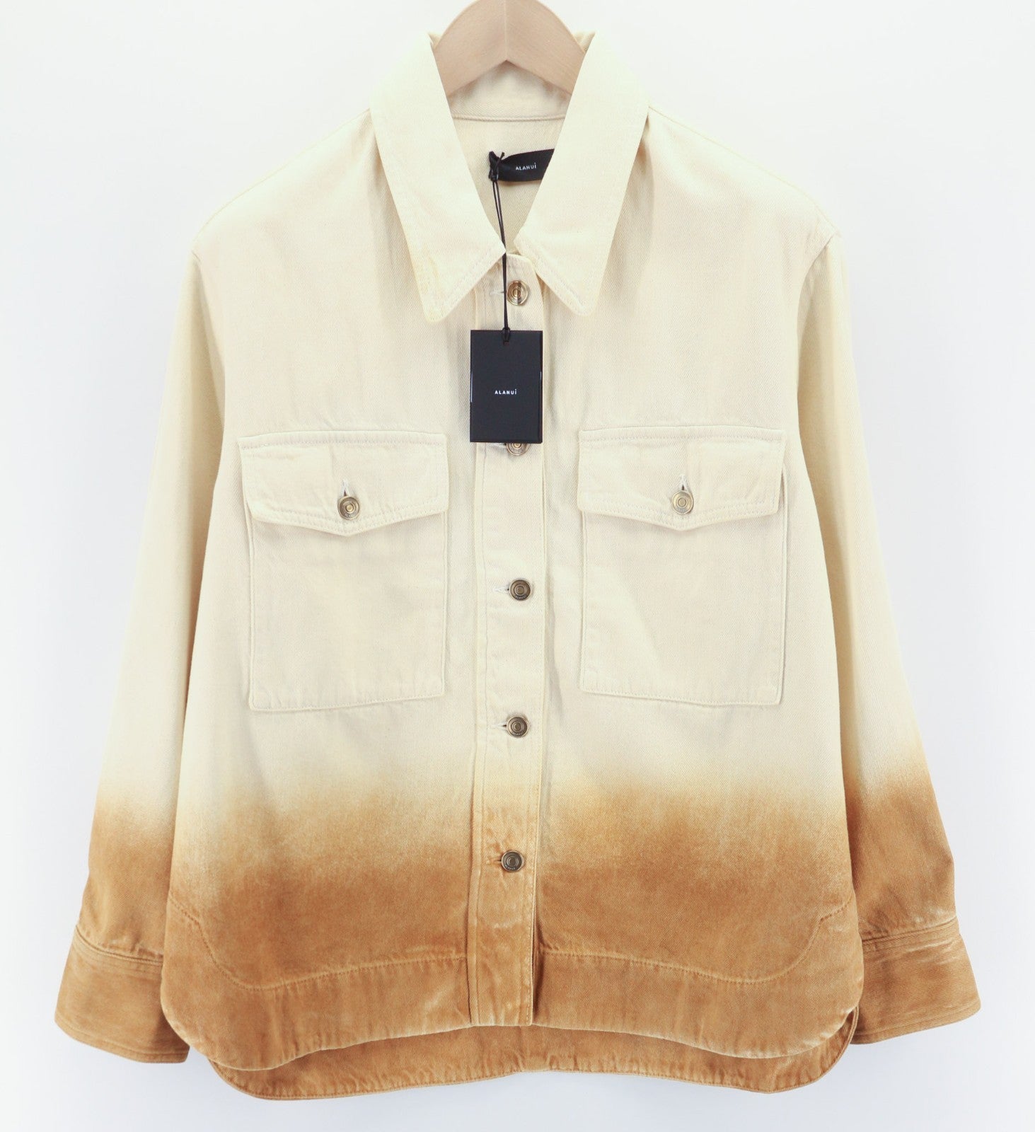 ALANUI Bright Hues Men's S Brown Raw Denim Cotton Overshirt Unisex