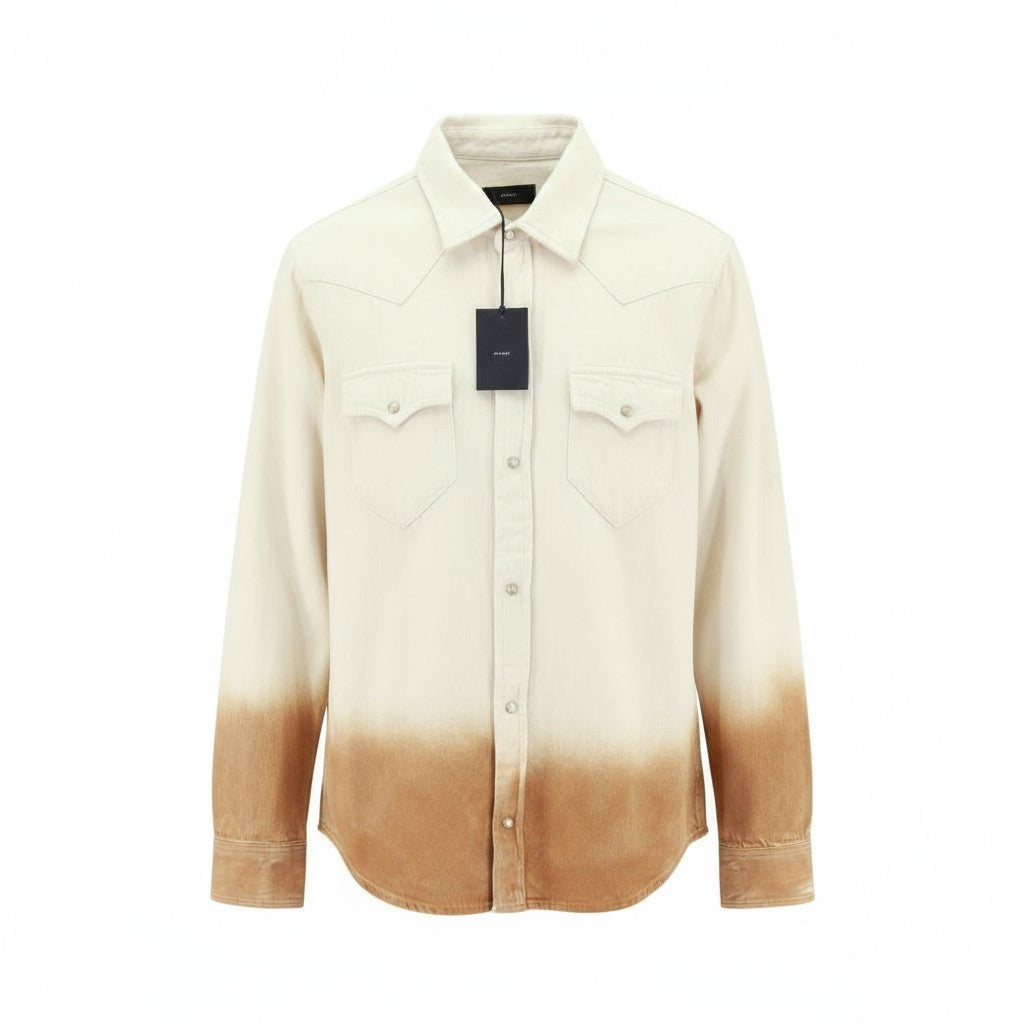 ALANUI Bright Hues Men's L Beige Brown Raw Denim Unisex Cotton Overshirt