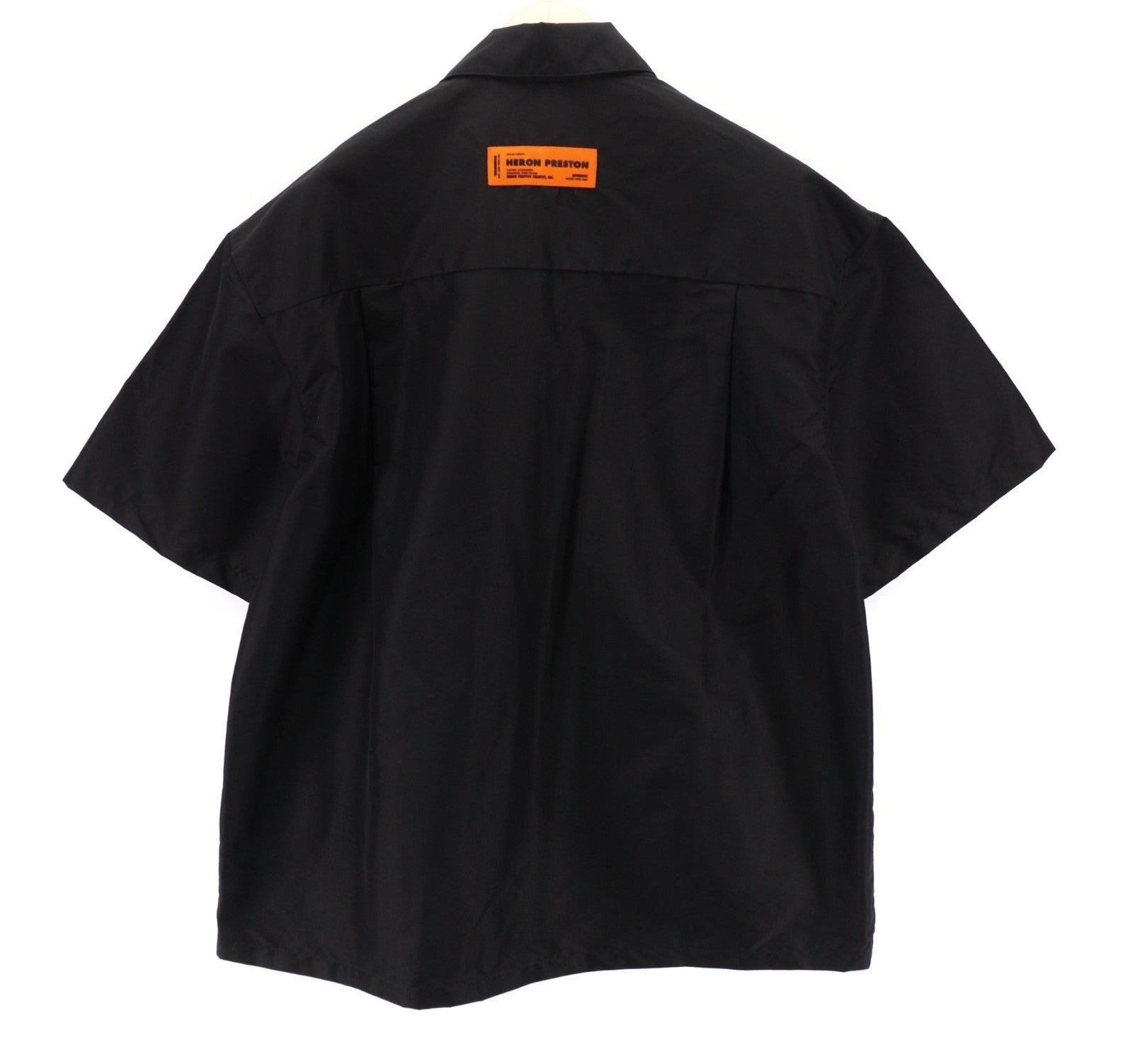 HERON PRESTON Men's L Black Button-Up Short Sleeve Collared Logo Shirt