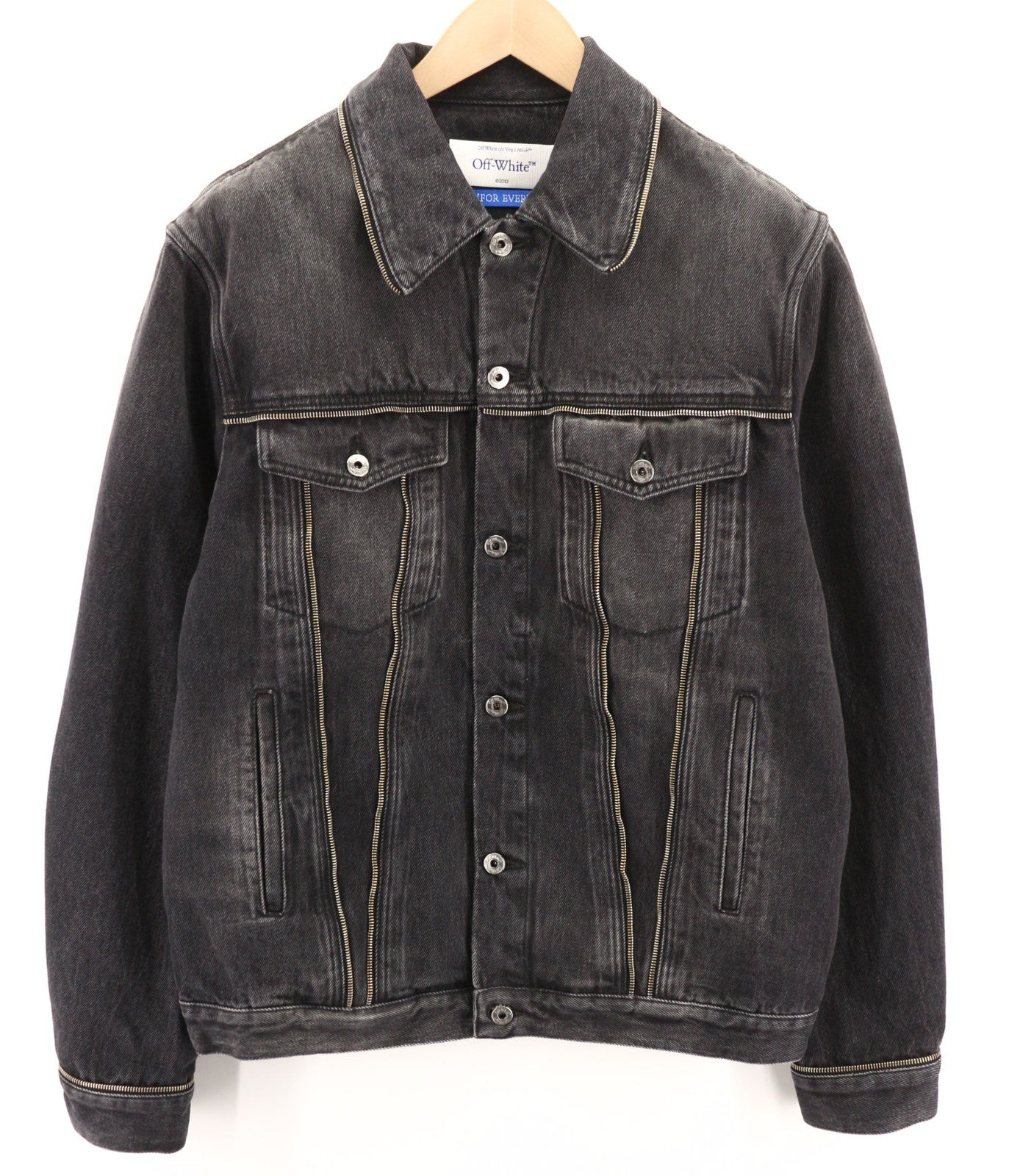 OFF-WHITE Zip Skate Men's S Washed Black Denim Zip Jacket Long Sleeved RRP995