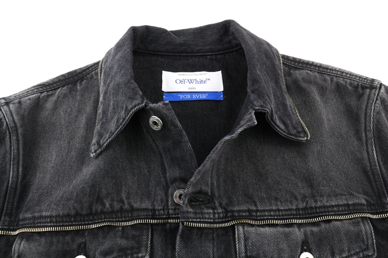 OFF-WHITE Zip Skate Men's S Washed Black Denim Zip Jacket Long Sleeved RRP995