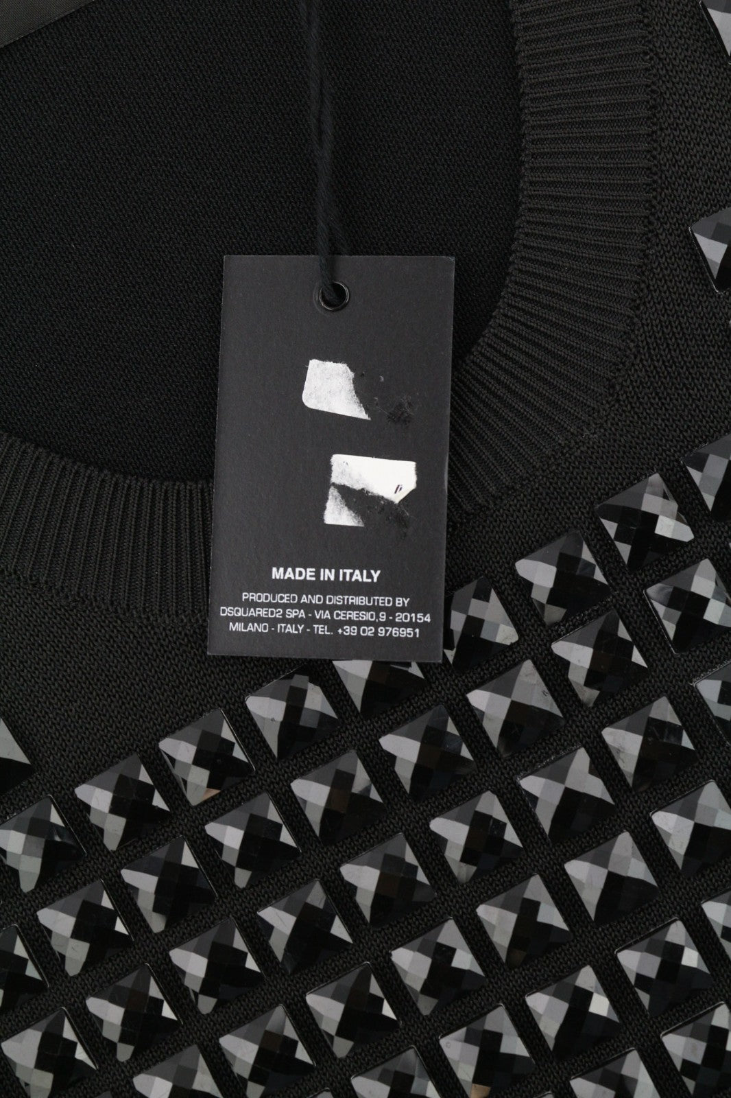 DSQUARED2 Women's L Black Cotton Blend Studded Sleeveless Knit Vest