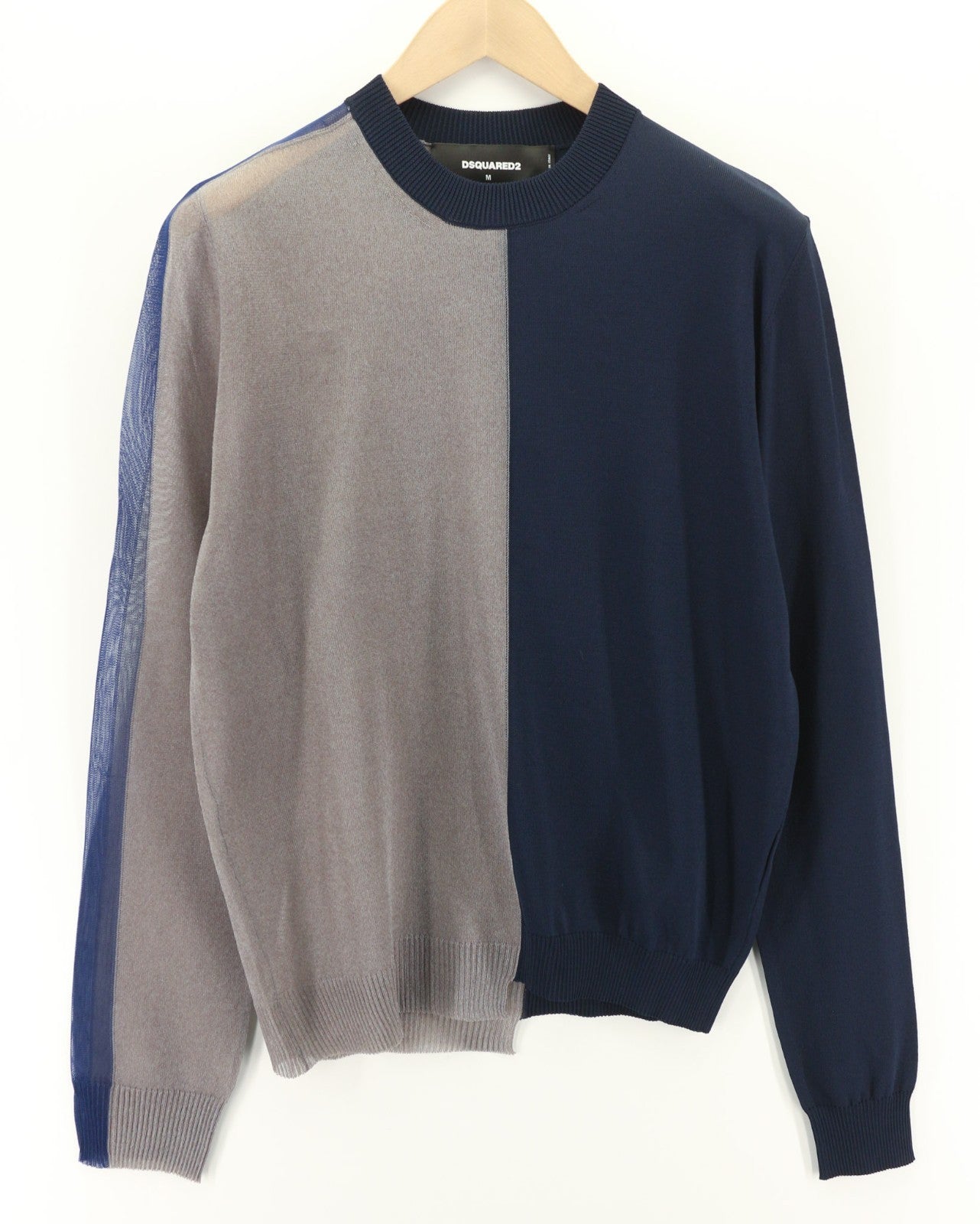 DSQUARED2 Women's M Navy Grey Long Sleeve Knit Pullover Casual Jumper