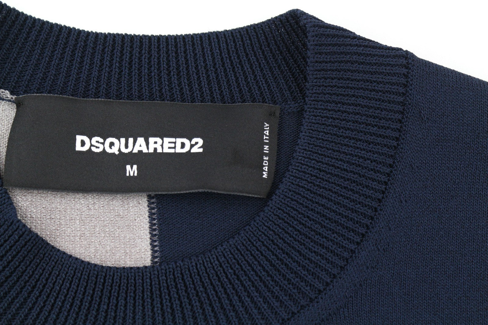 DSQUARED2 Women's M Navy Grey Long Sleeve Knit Pullover Casual Jumper