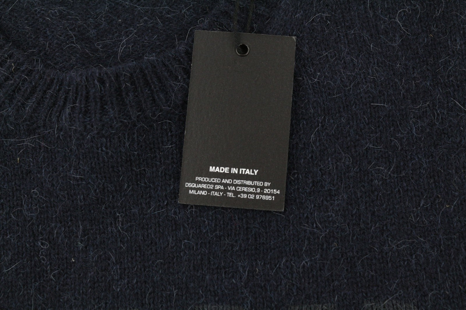 DSQUARED2 Women's S Navy Logo Wool Alpaca Long Sleeve Pullover Jumper