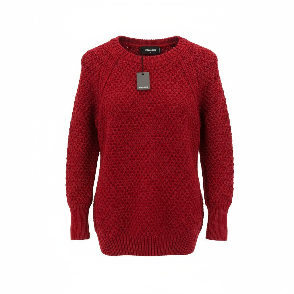 DSQUARED2 Women's XS Red Pure Wool Long Sleeve Knit Pullover Jumper