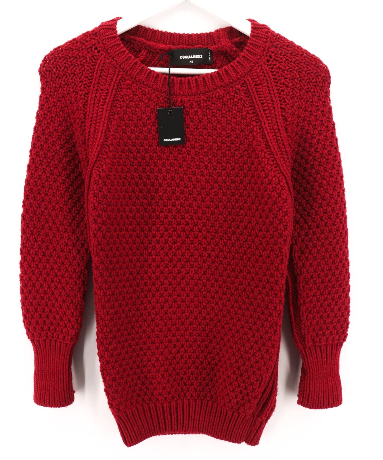 DSQUARED2 Women's XS Red Pure Wool Long Sleeve Knit Pullover Jumper