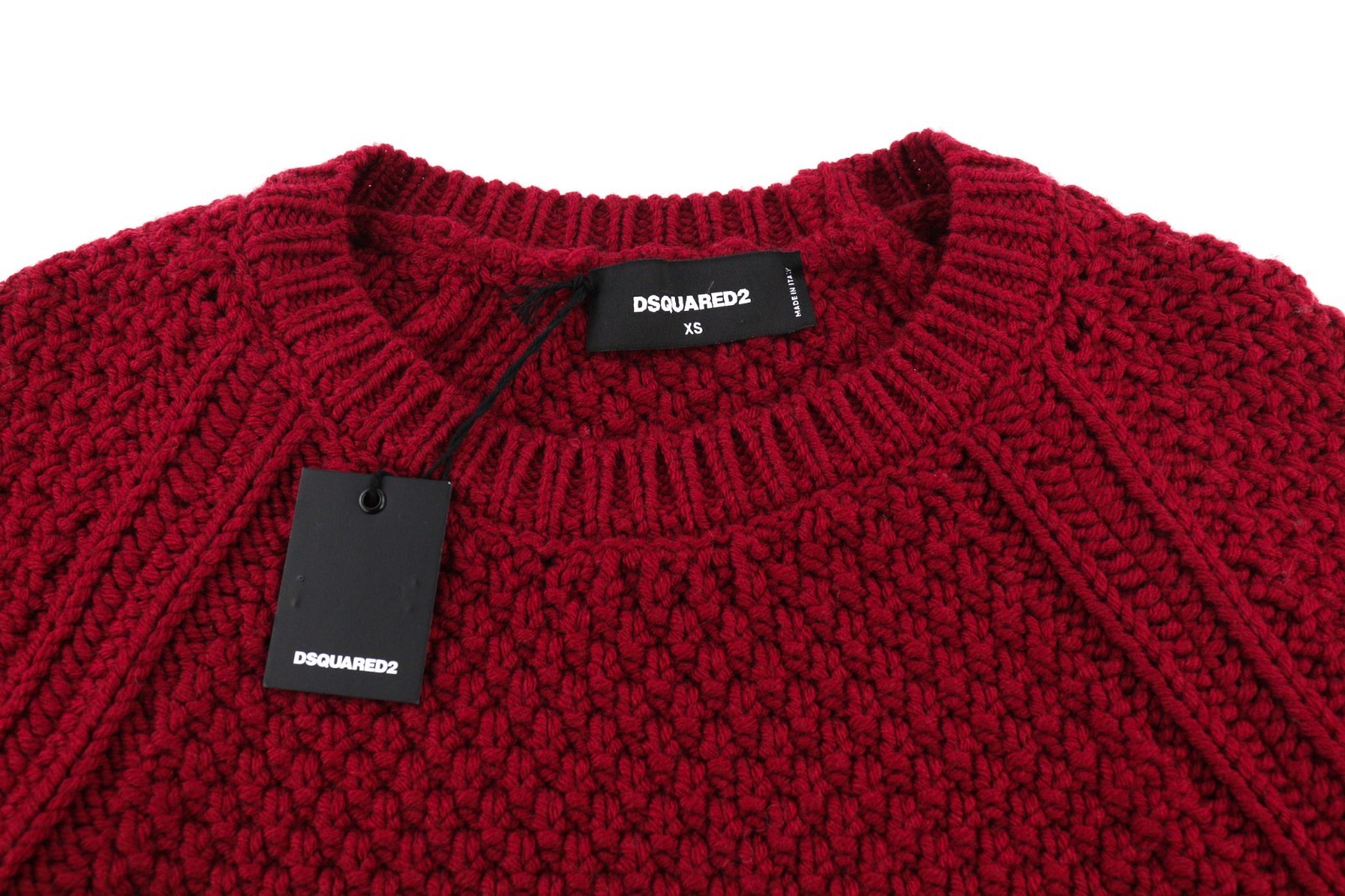 DSQUARED2 Women's XS Red Pure Wool Long Sleeve Knit Pullover Jumper
