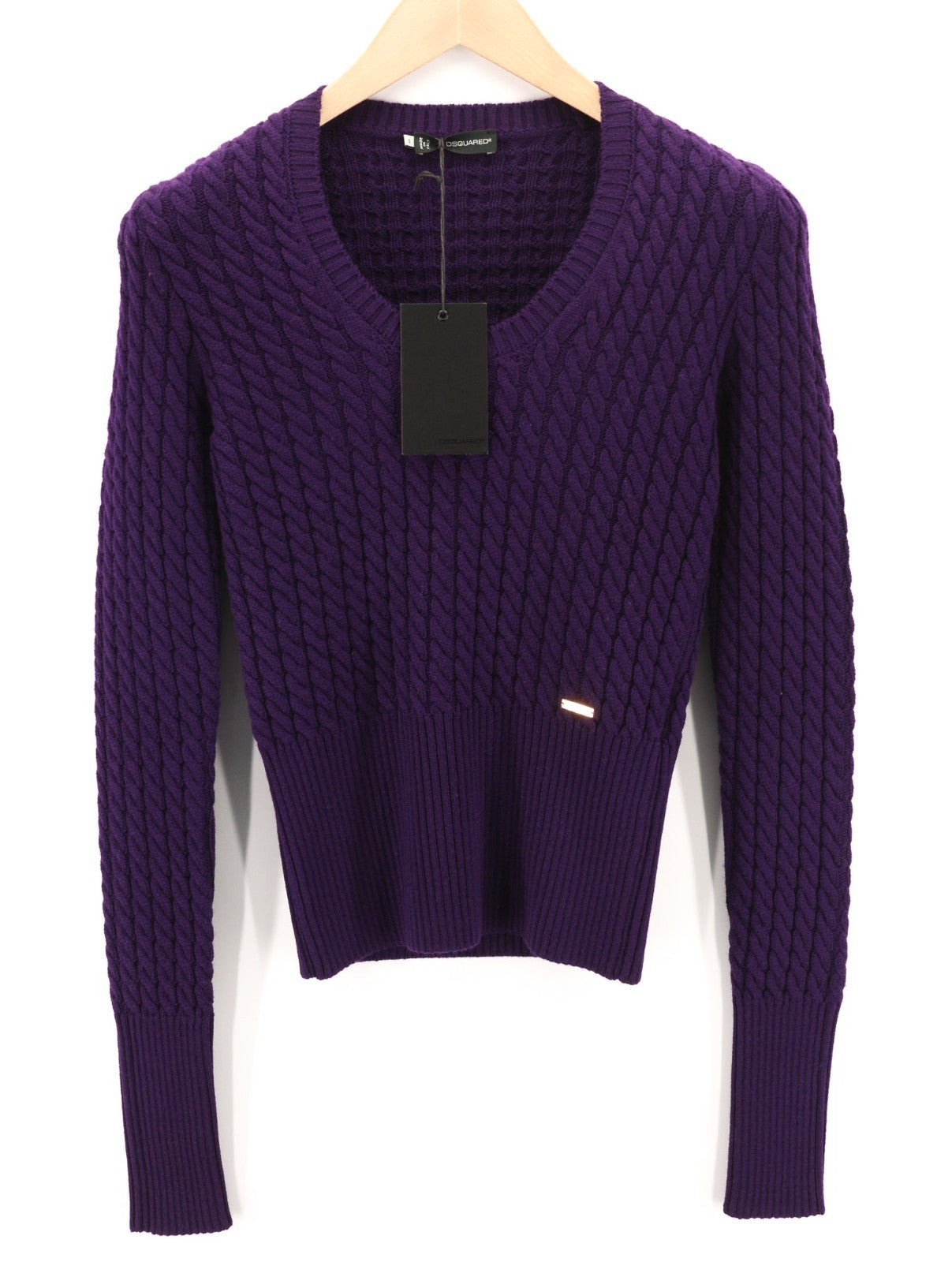 DSQUARED2 Women's S Purple Wool Cotton Blend Knit Long Sleeve Pullover