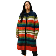 DSQUARED2 Women's S Multi Stripe Wool Mohair Alpaca Knit Long Overcoat RRP2845