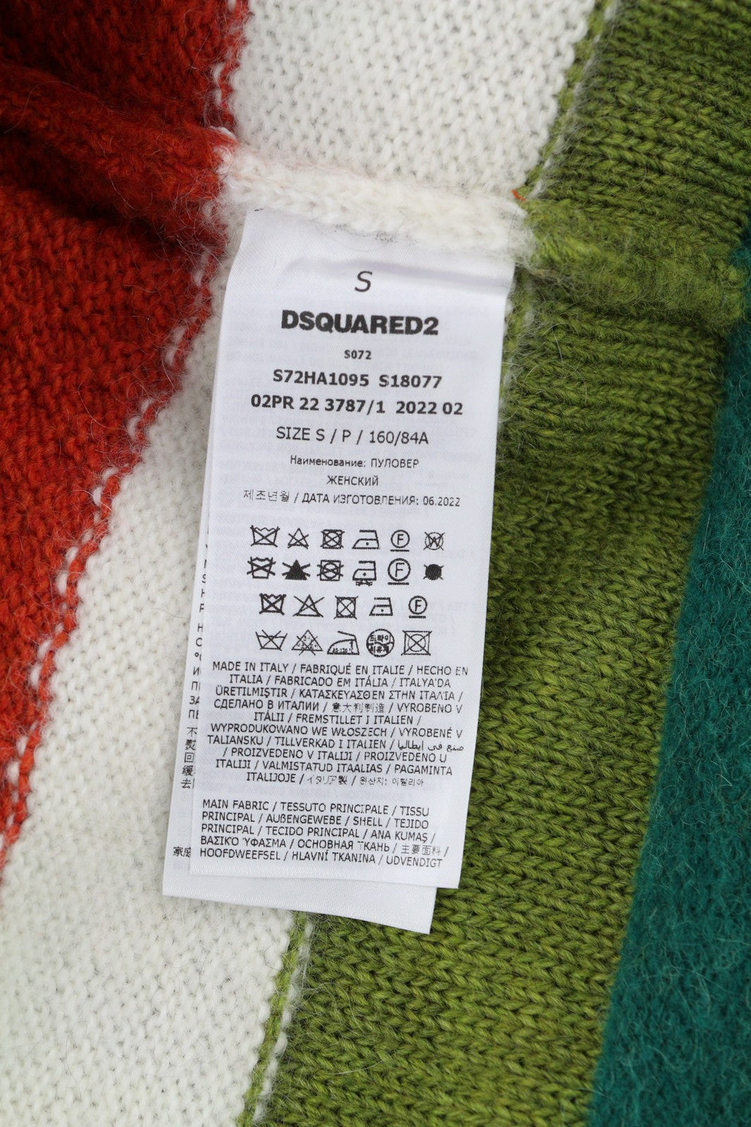 DSQUARED2 Women's S Multi Stripe Wool Mohair Alpaca Knit Long Overcoat RRP2845