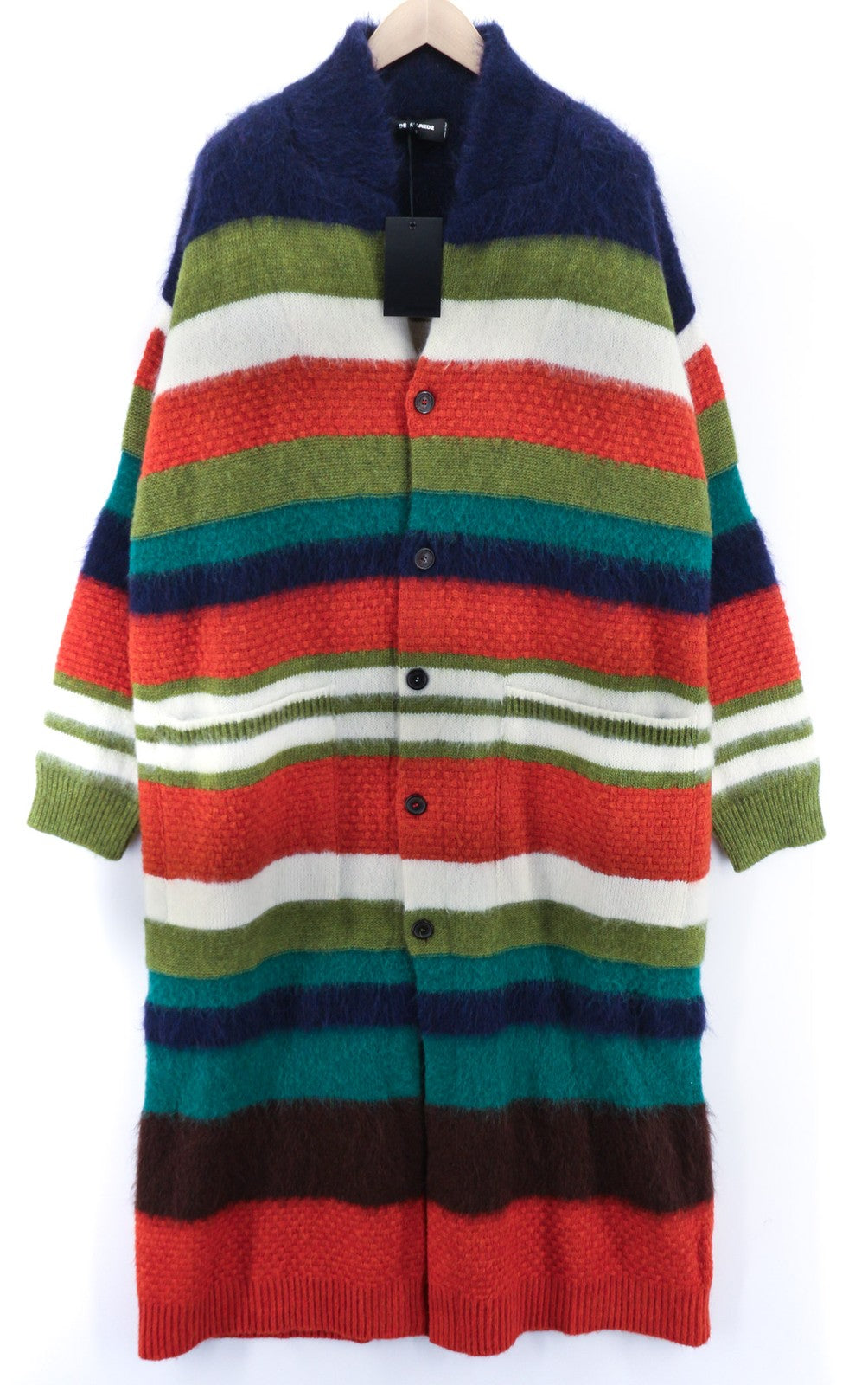 DSQUARED2 Women's S Multi Stripe Wool Mohair Alpaca Knit Long Overcoat RRP2845