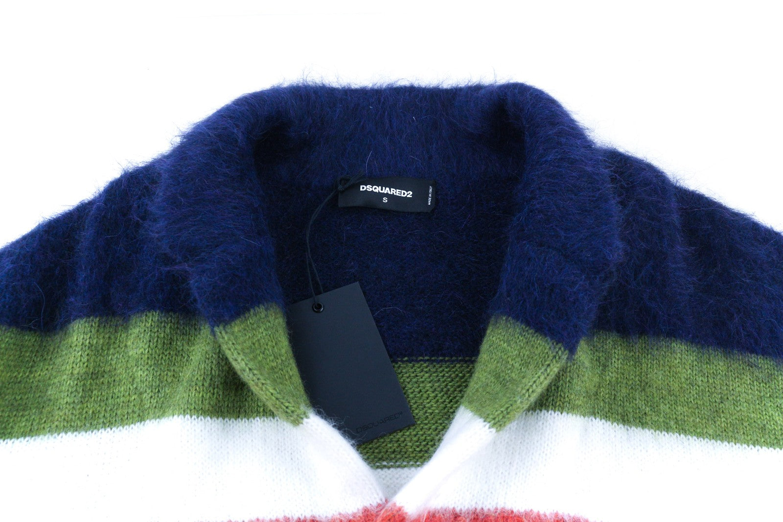 DSQUARED2 Women's S Multi Stripe Wool Mohair Alpaca Knit Long Overcoat RRP2845