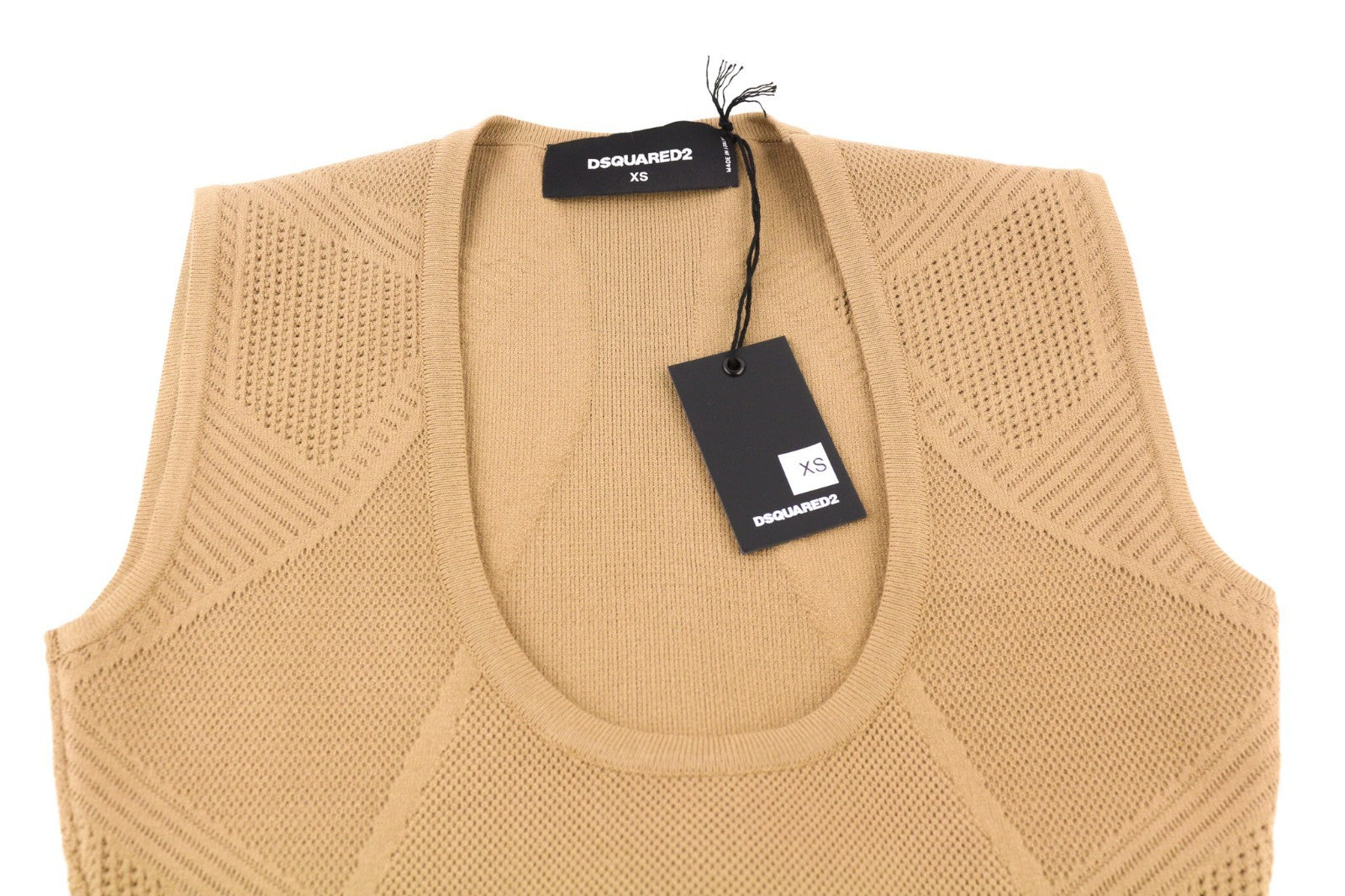 DSQUARED2 Women's XS Tan Brown Side Tie Sleeveless Maxi Bodycon Dress