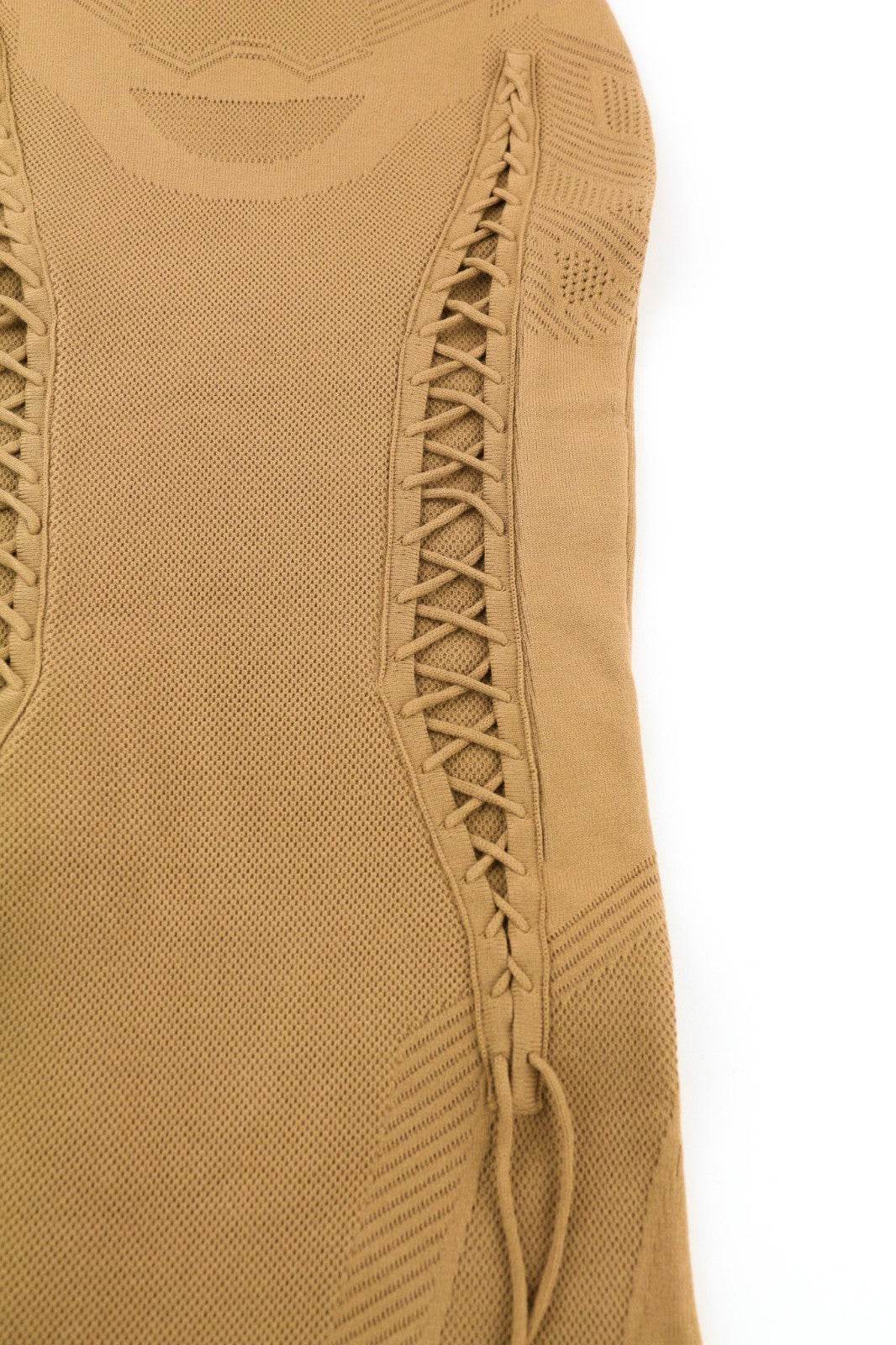 DSQUARED2 Women's XS Tan Brown Side Tie Sleeveless Maxi Bodycon Dress