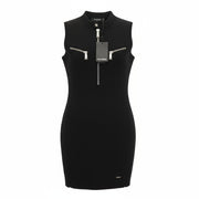DSQUARED2 Women's M Black Zip Detail Pure Wool Sleeveless Mini Dress