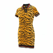 DSQUARED2 Women's S Yellow Brown Animal Print Collared Short Mini Dress
