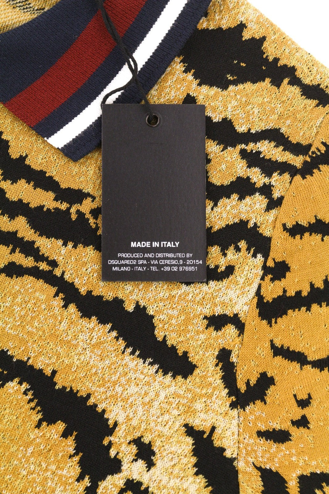 DSQUARED2 Women's S Yellow Brown Animal Print Collared Short Mini Dress