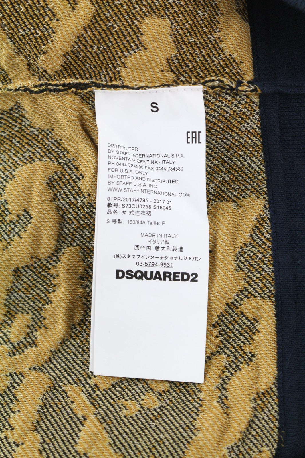 DSQUARED2 Women's S Yellow Brown Animal Print Collared Short Mini Dress